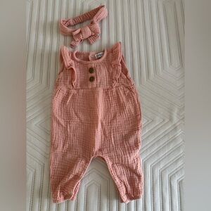 Pink Baby Romper with Headband